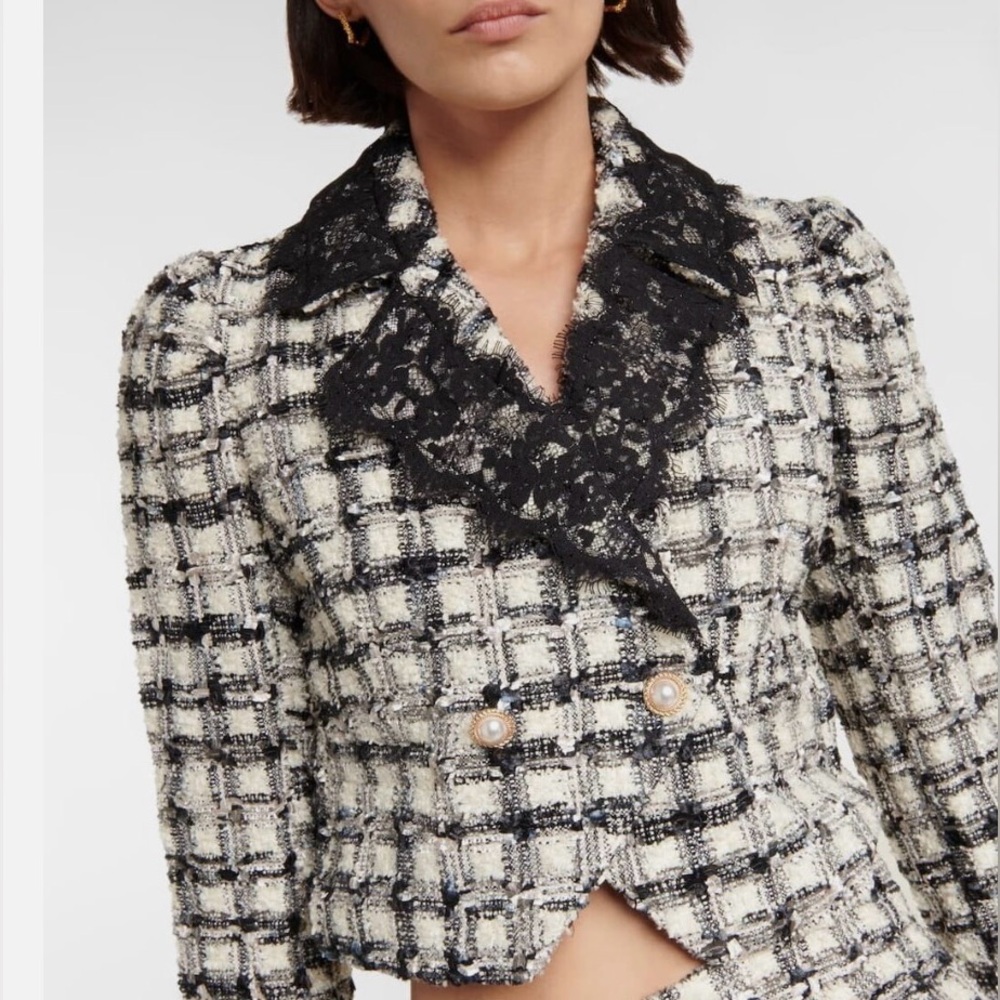 Loveshackfancy Patrick cropped tweed jacket - Size 4 - Picture 2 of 6